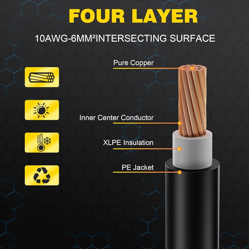 OWINUSTECH 16Ft SolarCable SolarExtension Cable,10AWGSolar Panel ExtensionCable with Female and Male Connectors,Waterproof SolarExtension Cable Kit - Image 5